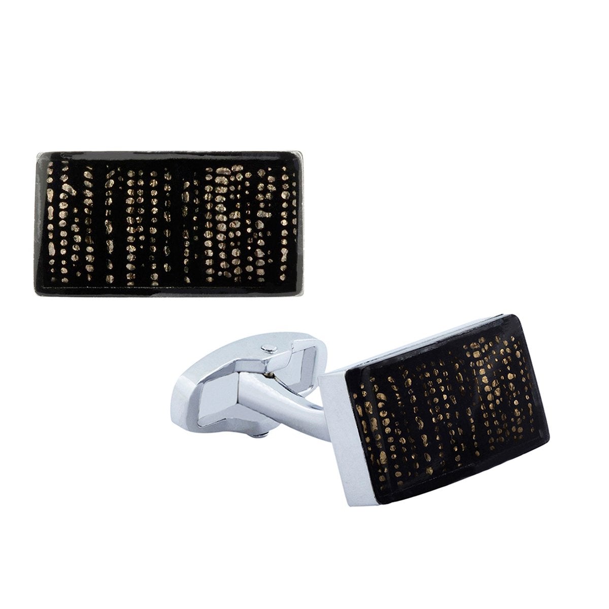 Rectangle Black 3D Cufflinks In Box Bulk Main image