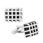Rectangle Silver Checks Crystal Cufflinks In Box Bulk