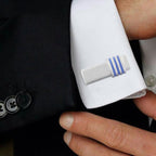 Cylinder Blue Stripe Bullet Cufflinks In Box Bulk
