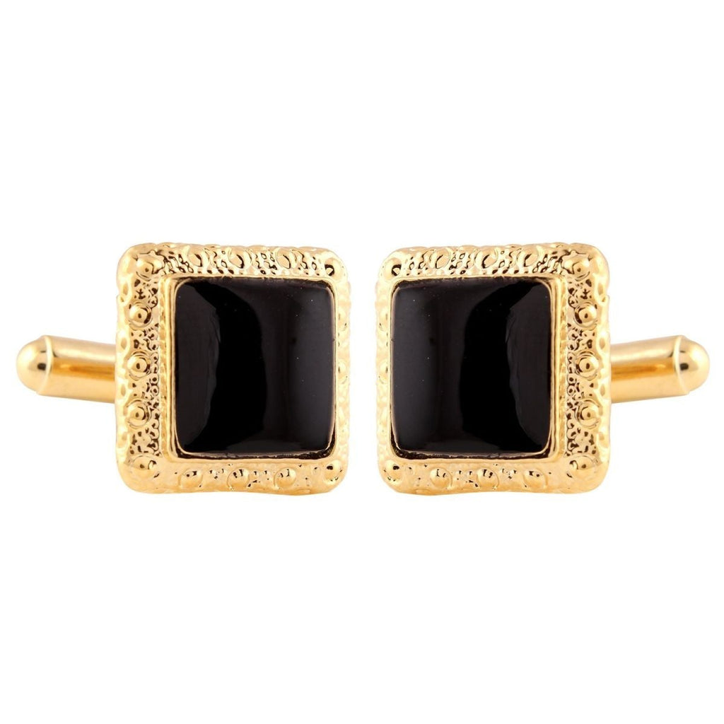 Square Black Enamel Cufflinks In Box Bulk
