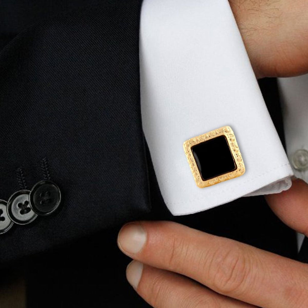 Square Black Enamel Cufflinks In Box Bulk
