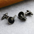 Fancy Black 3D Discs Cufflinks In Box Bulk