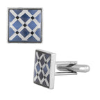 Hexagon Blue Checks Cufflinks In Box Bulk