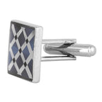 Hexagon Blue Checks Cufflinks In Box Bulk