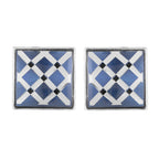 Hexagon Blue Checks Cufflinks In Box Bulk