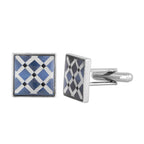 Hexagon Blue Checks Cufflinks In Box Bulk