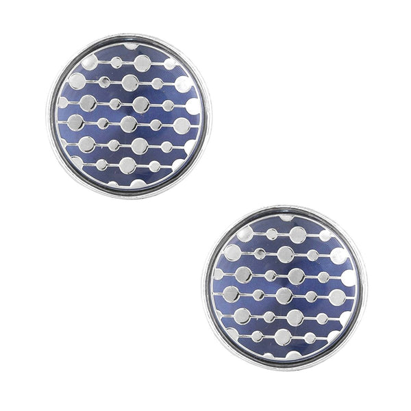 Round Blue Stripes Cufflinks In Box Bulk Main image