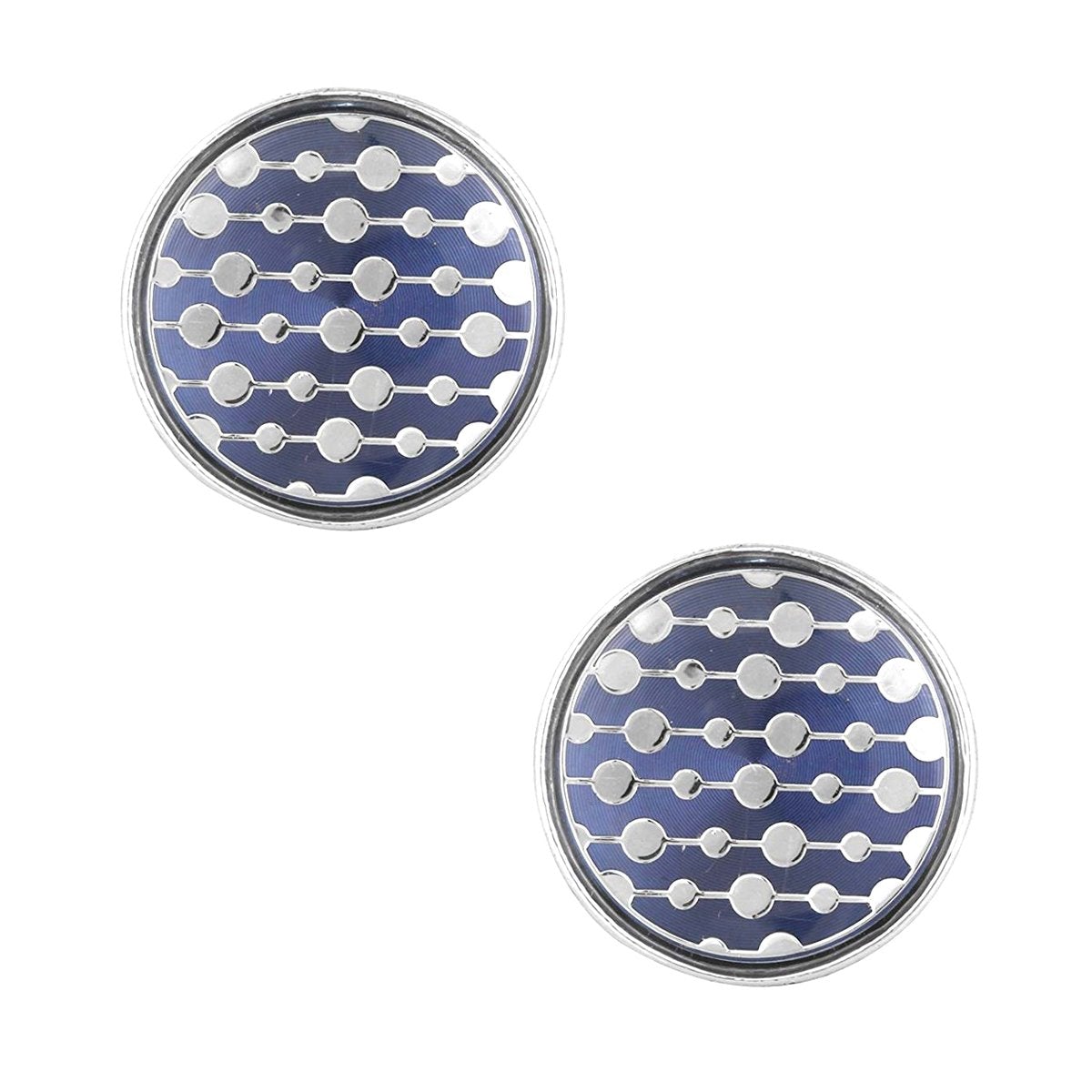Round Blue Stripes Cufflinks In Box Bulk