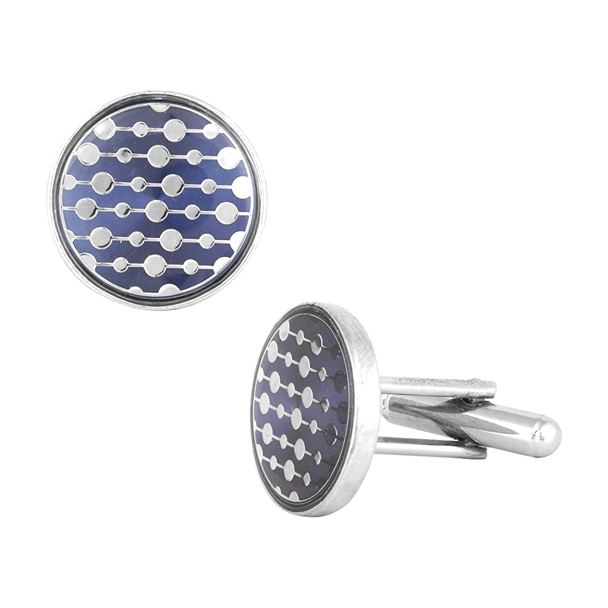 Round Blue Stripes Cufflinks In Box Bulk Secondary image