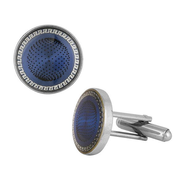 Round Blue Cufflinks In Box Bulk Secondary image
