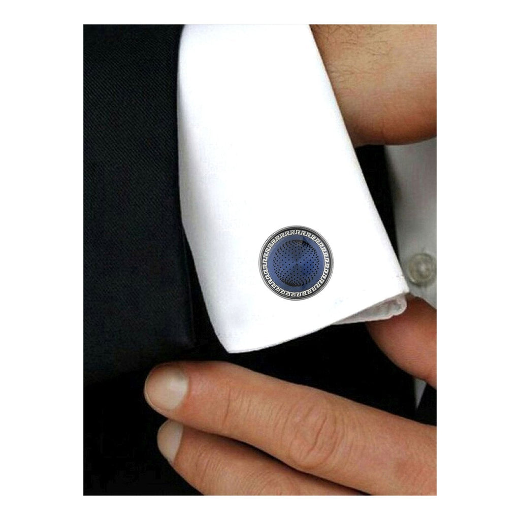 Round Blue Cufflinks In Box Bulk
