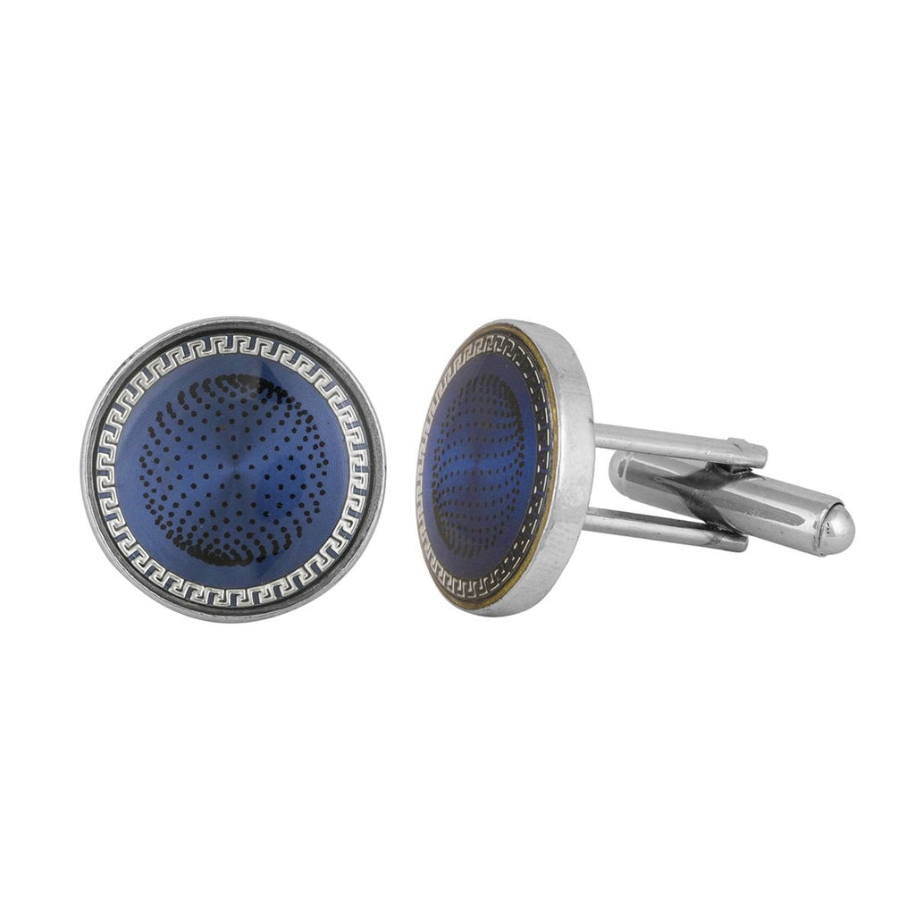 Round Blue Cufflinks In Box Bulk