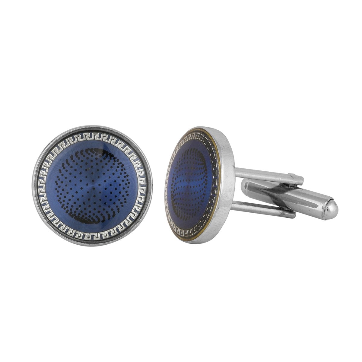 Round Blue Cufflinks In Box Bulk