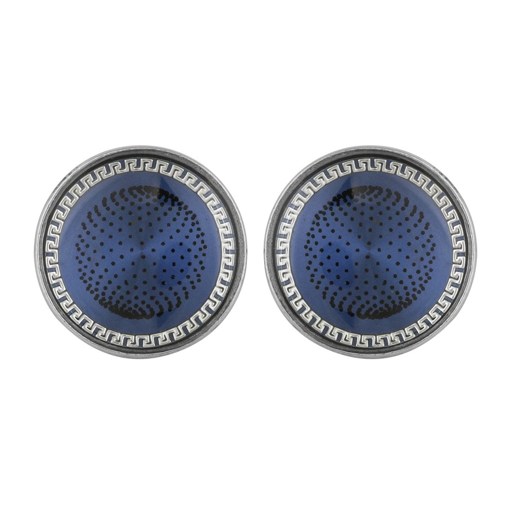 Round Blue Cufflinks In Box Bulk