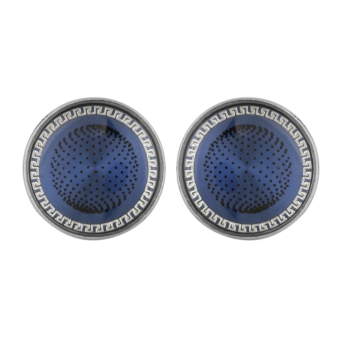 Round Blue Cufflinks In Box Bulk