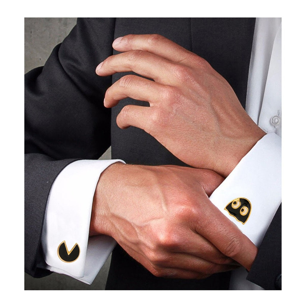 Fancy Black Pacman Gaming Cufflinks In Box Bulk