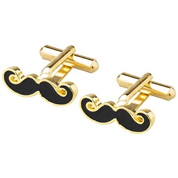 Fancy Gold Mooch Moustache Cufflinks In Box Main image