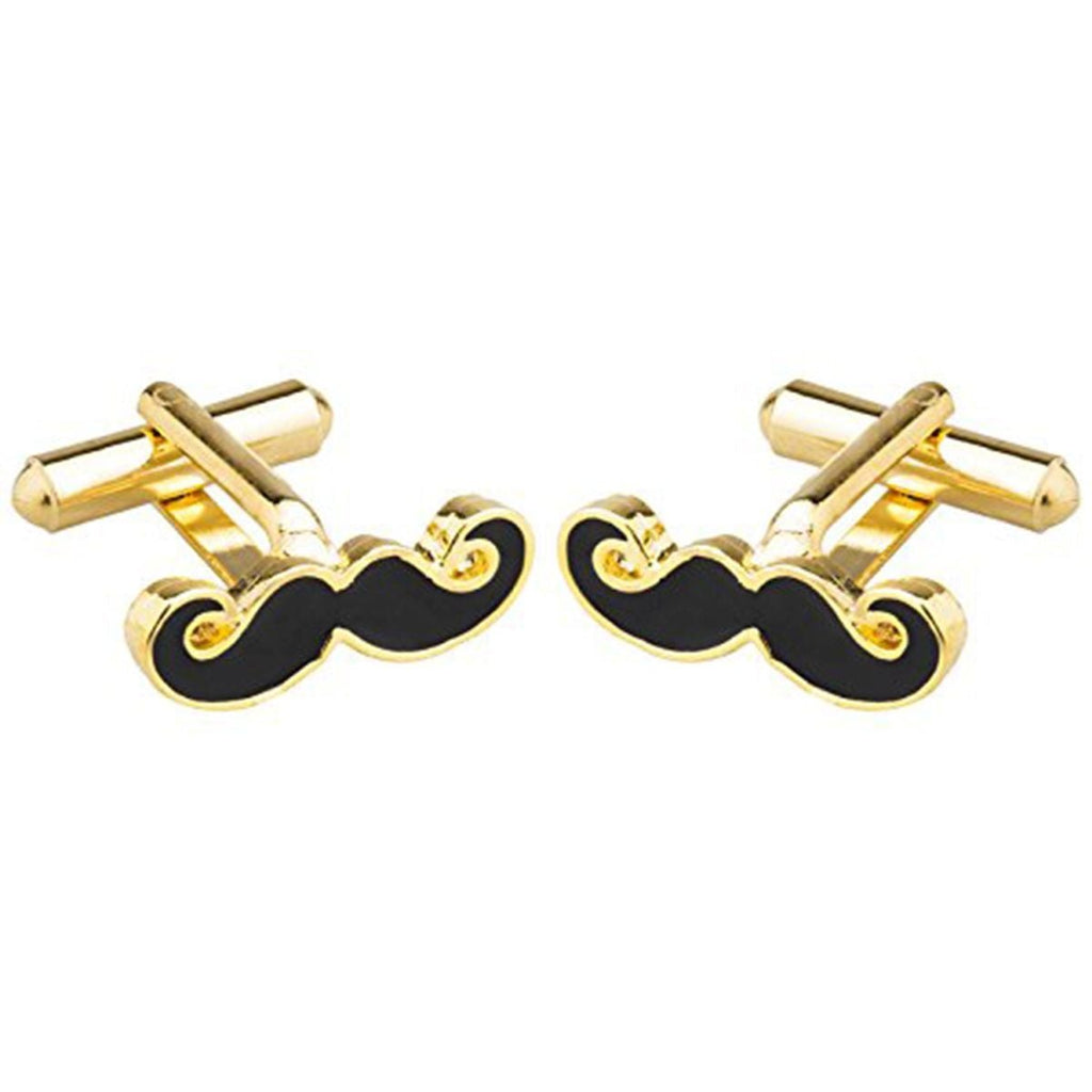 Fancy Gold Mooch Moustache Cufflinks In Box