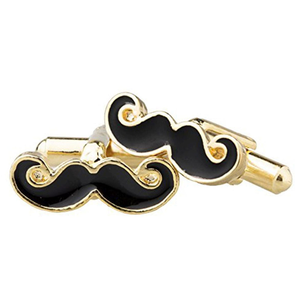 Fancy Gold Mooch Moustache Cufflinks In Box