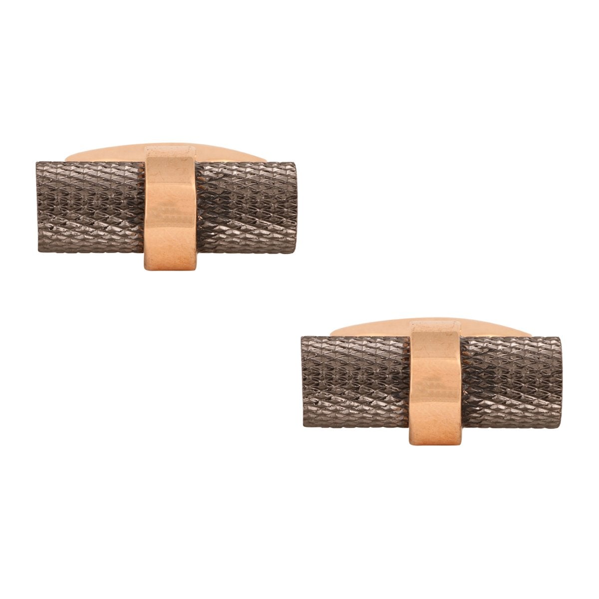 Cylinder Black Rose Gold Cufflinks In Box Bulk Main image