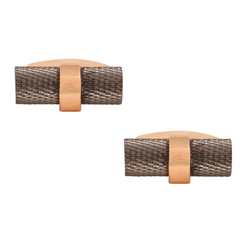 Cylinder Black Rose Gold Cufflinks In Box Bulk