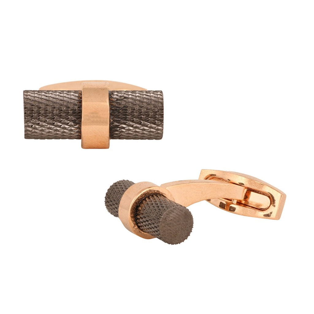 Cylinder Black Rose Gold Cufflinks In Box Bulk