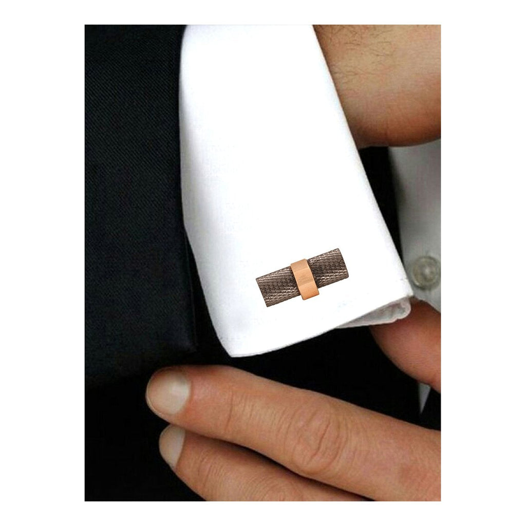 Cylinder Black Rose Gold Cufflinks In Box Bulk
