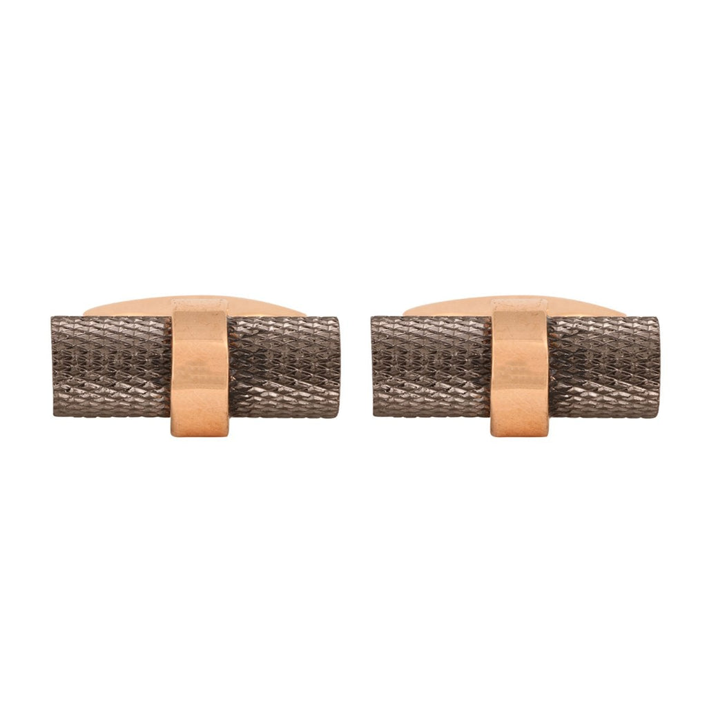 Cylinder Black Rose Gold Cufflinks In Box Bulk
