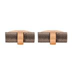 Cylinder Black Rose Gold Cufflinks In Box Bulk