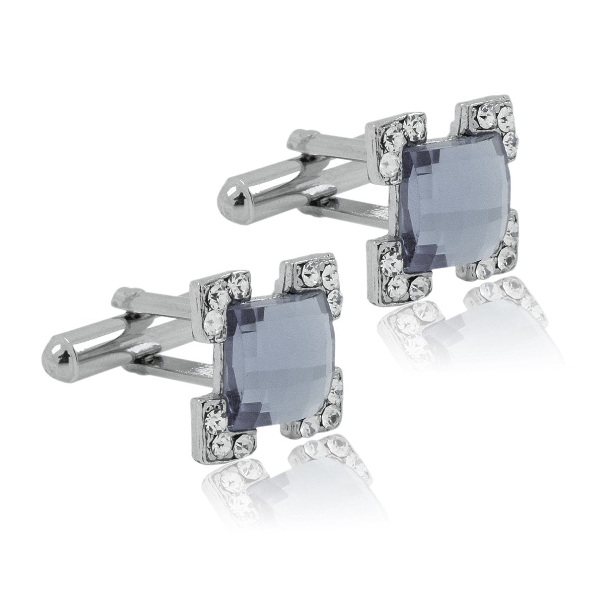 Square Grey Crystal Cufflinks In Box Bulk Secondary image