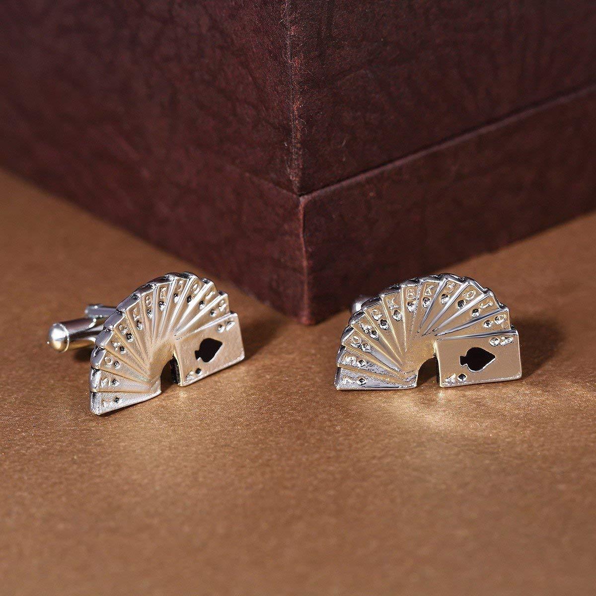Playing Cards Silver Ace Poker Cufflinks In Box Main image