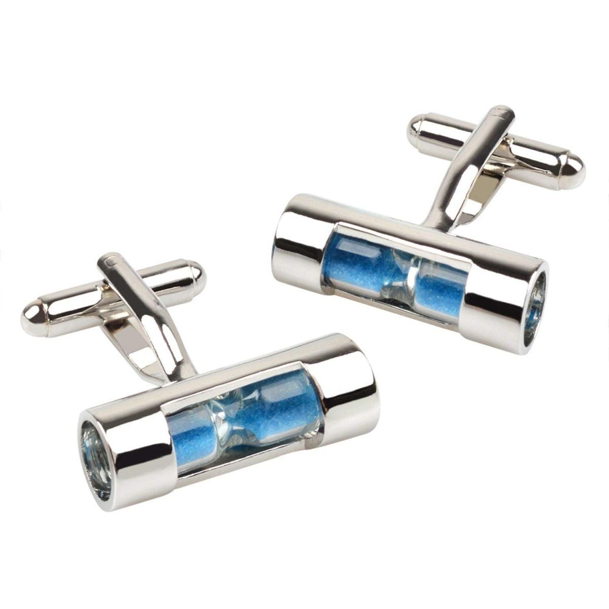 Fancy Blue Sand Timer Hour Glass Cufflinks In Box Bulk Secondary image
