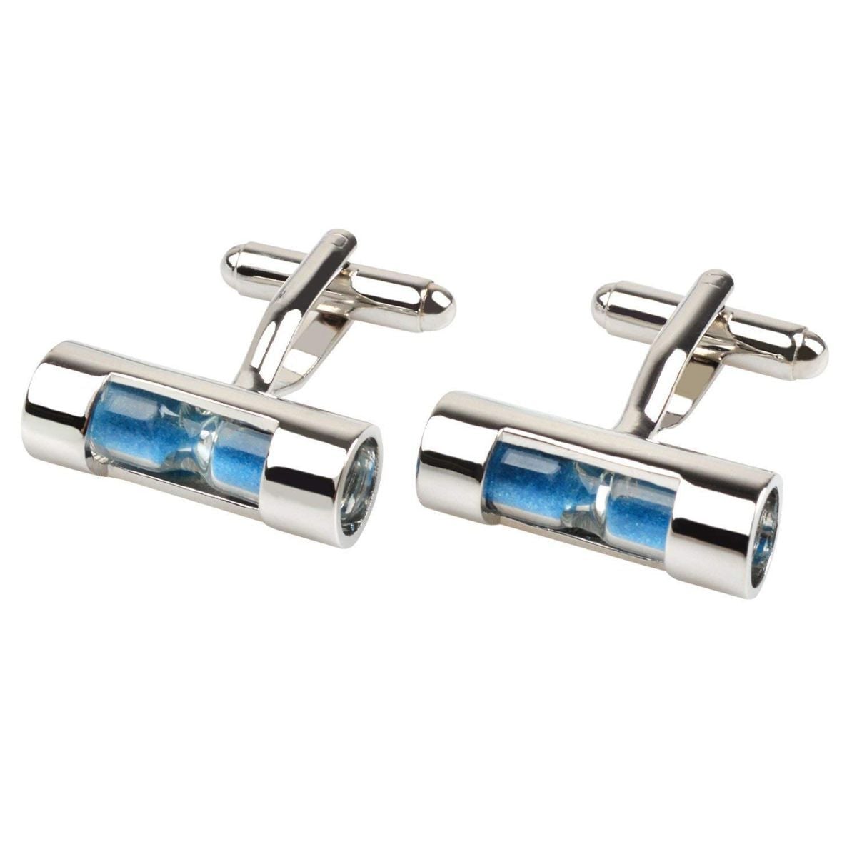 Fancy Blue Sand Timer Hour Glass Cufflinks In Box Bulk
