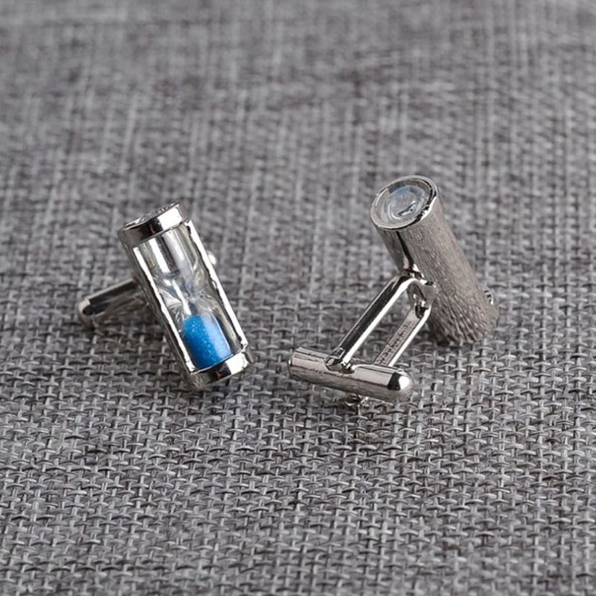 Fancy Blue Sand Timer Hour Glass Cufflinks In Box Bulk