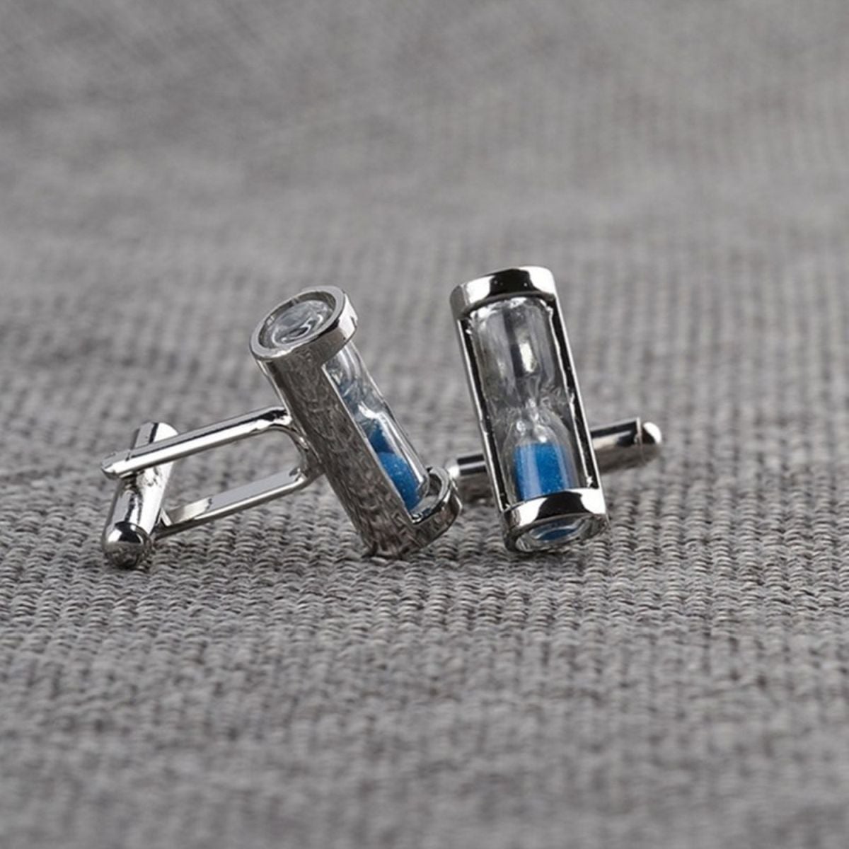 Fancy Blue Sand Timer Hour Glass Cufflinks In Box Bulk