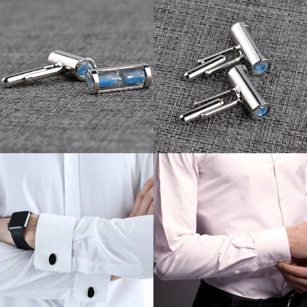 Fancy Blue Sand Timer Hour Glass Cufflinks In Box Bulk