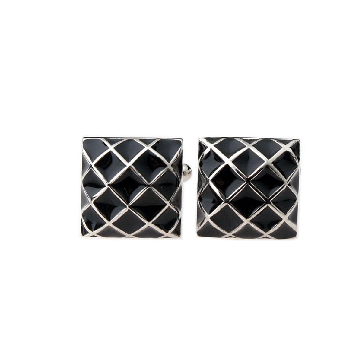 3D Checks Black Cufflinks In Box Bulk Secondary image