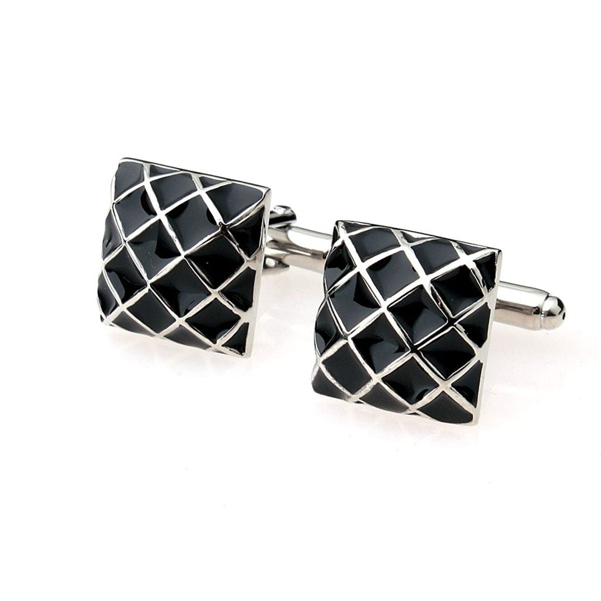 3D Checks Black Cufflinks In Box Bulk Main image