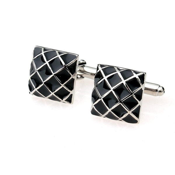 3D Checks Black Cufflinks In Box Bulk Main image