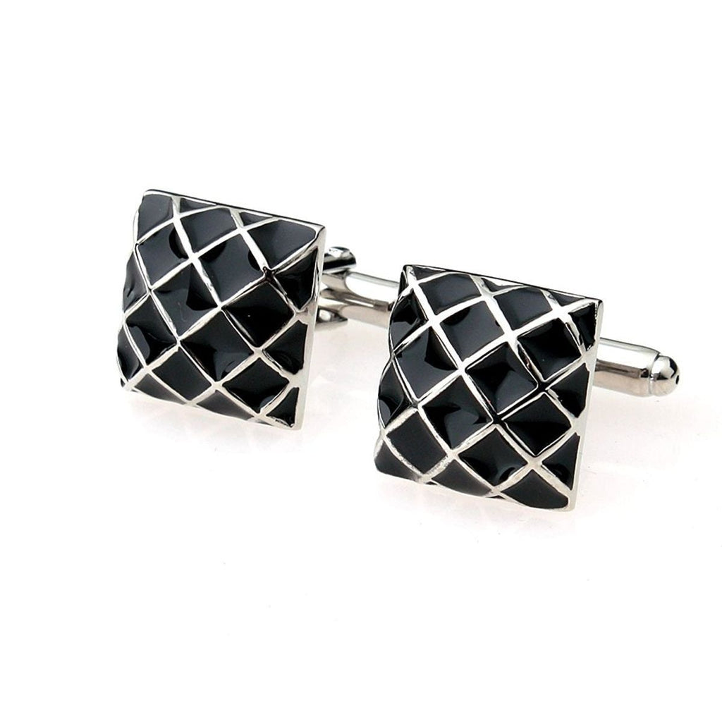 3D Checks Black Cufflinks In Box Bulk