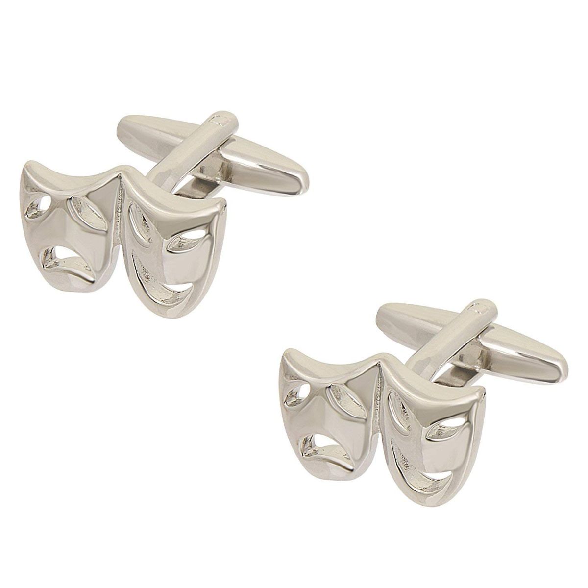 Venetian Mask Drama Silver Cufflinks In Box Secondary image
