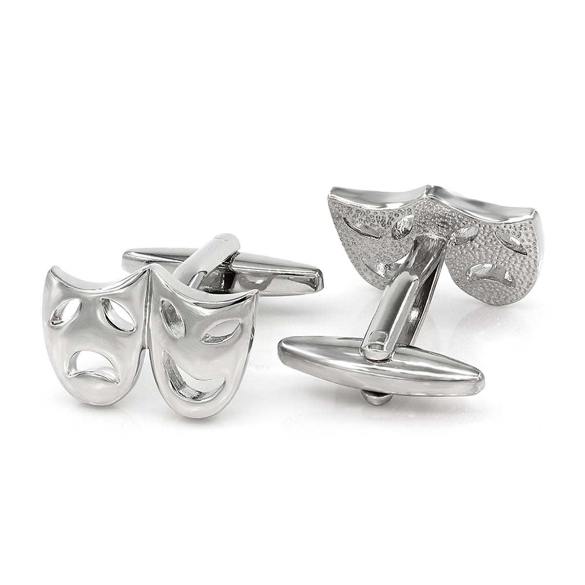 Venetian Mask Drama Silver Cufflinks In Box