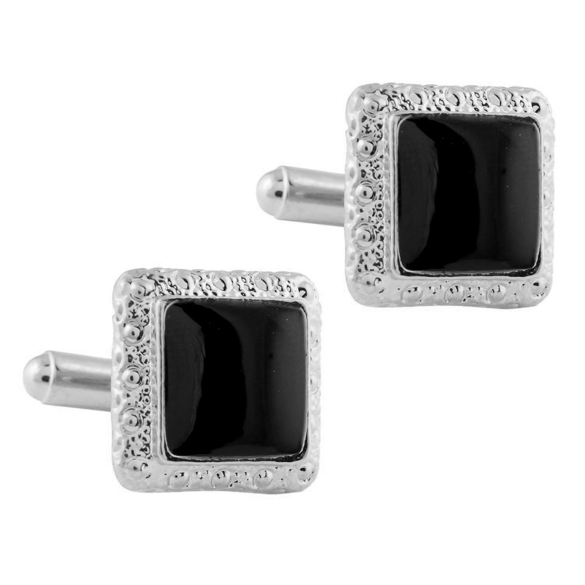 Square Black Enamel Cufflinks In Box Bulk Main image