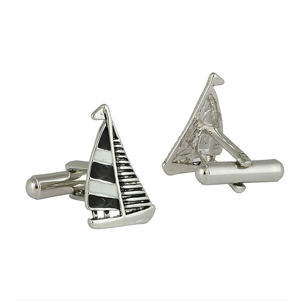 Fancy Sail Ship Black Cufflinks In Box Bulk