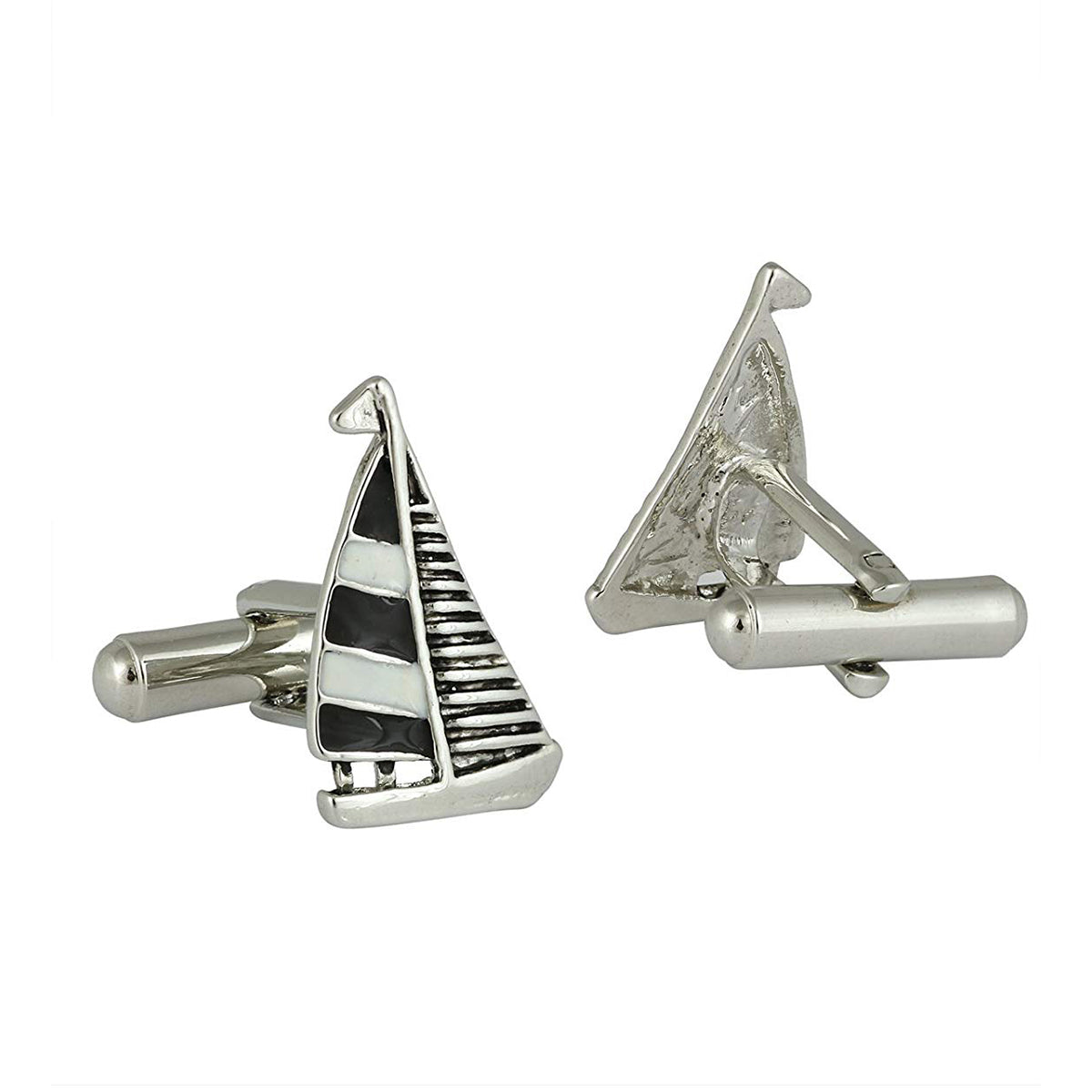 Fancy Sail Ship Black Cufflinks In Box Bulk