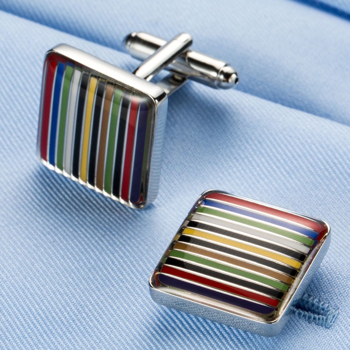 Stripes Multi Color Cufflinks In Box Bulk Main image
