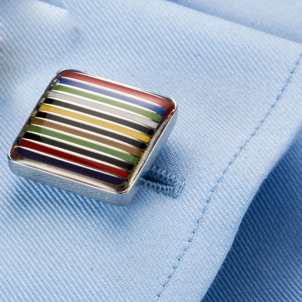 Stripes Multi Color Cufflinks In Box Bulk