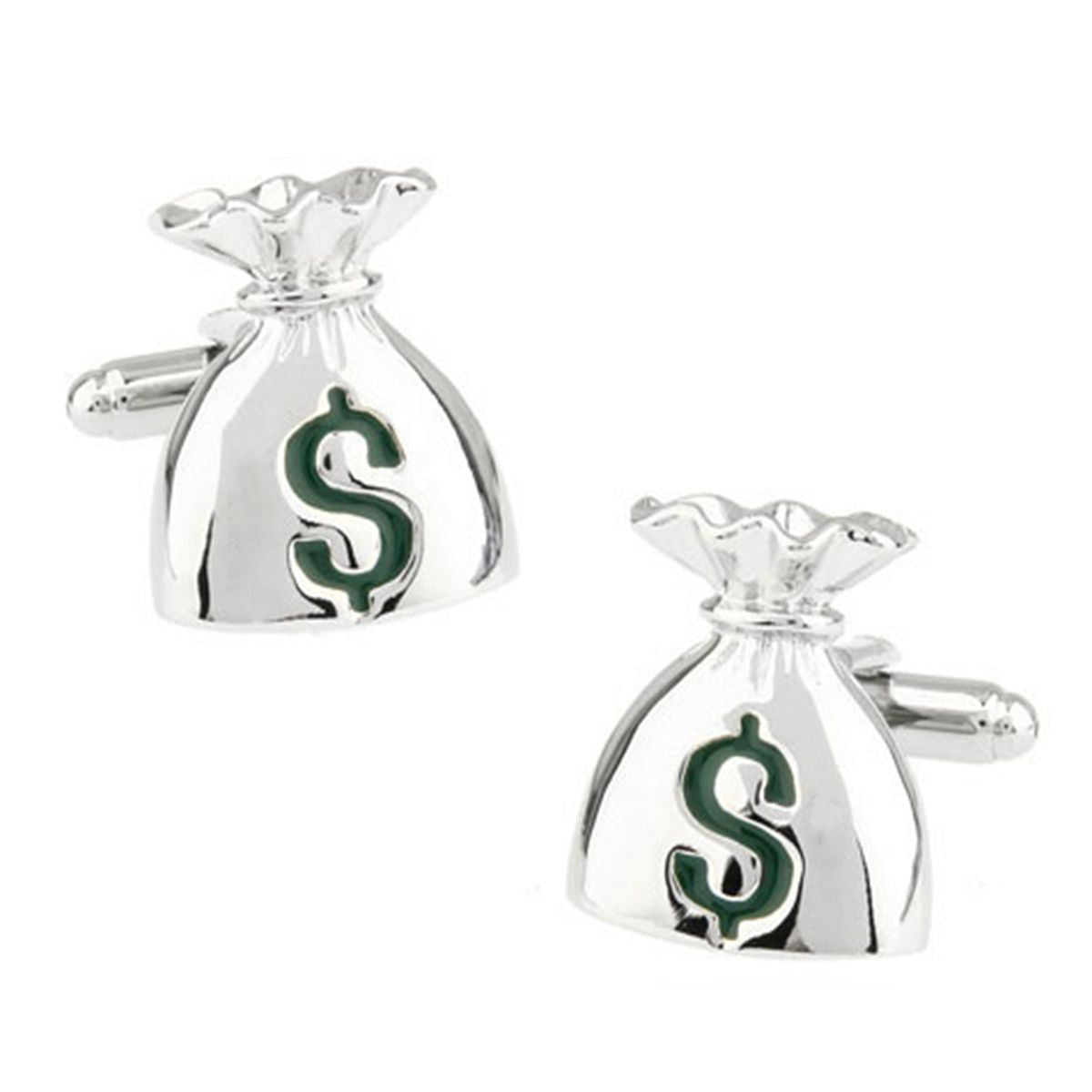 Money Bag Dollar Silver Cufflinks In Box Bulk