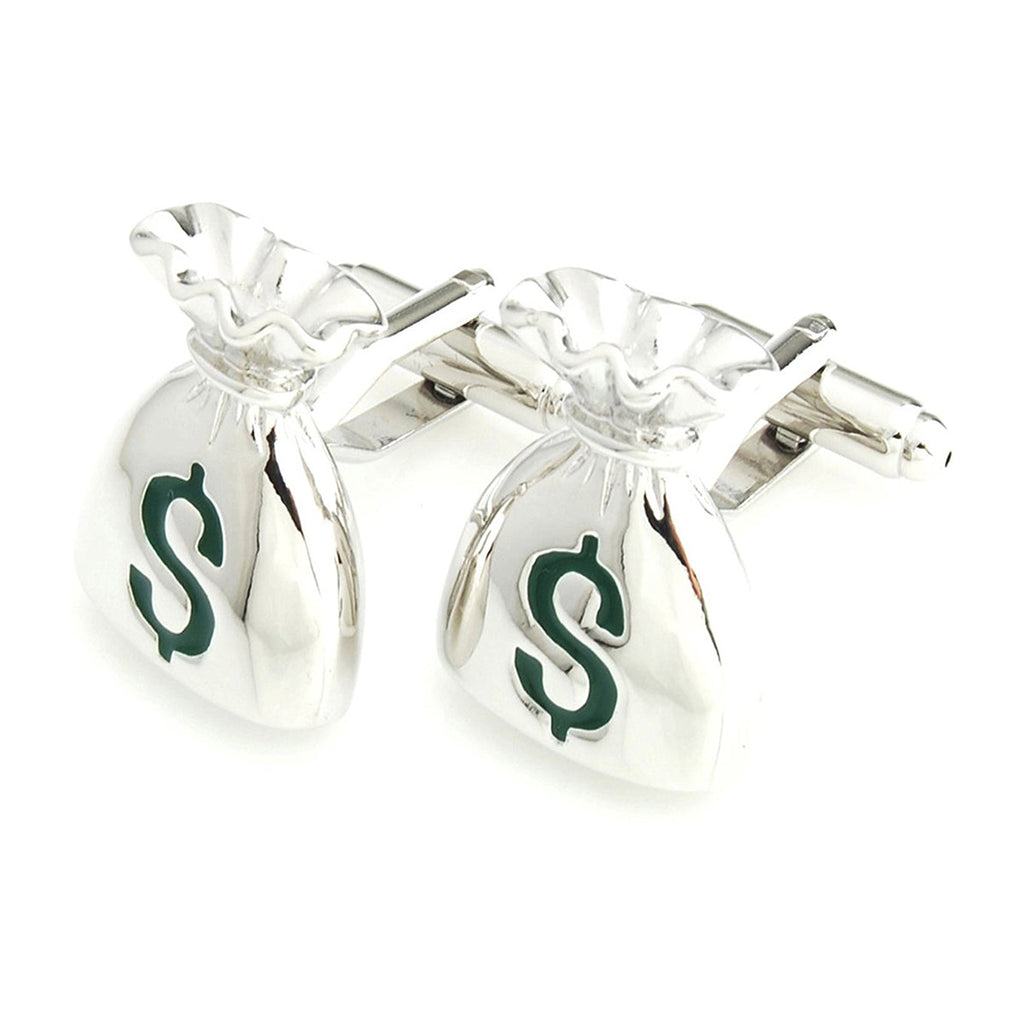 Money Bag Dollar Silver Cufflinks In Box Bulk