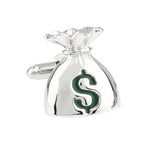 Money Bag Dollar Silver Cufflinks In Box Bulk